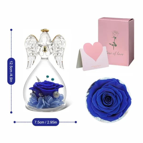 Angel Rose Figurines,Roses Gifts For Women,Preserved Rose In Angel Glass Cover,3 Head Roses Valentine Mothers Day Birthday Gift - Image 10