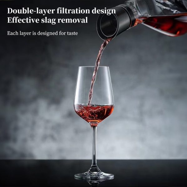 1500ML Hand - blown Crystal Wine Decanter with Built - in Aerator Pourer, ideal for red wine. - Image 7