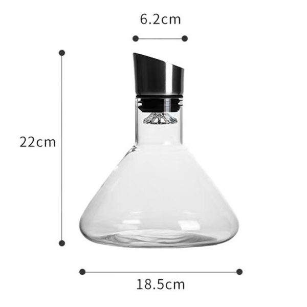 1500ML Hand - blown Crystal Wine Decanter with Built - in Aerator Pourer, ideal for red wine. - Image 4
