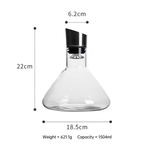 1500ML Hand - blown Crystal Wine Decanter with Built - in Aerator Pourer, ideal for red wine. - Image 3