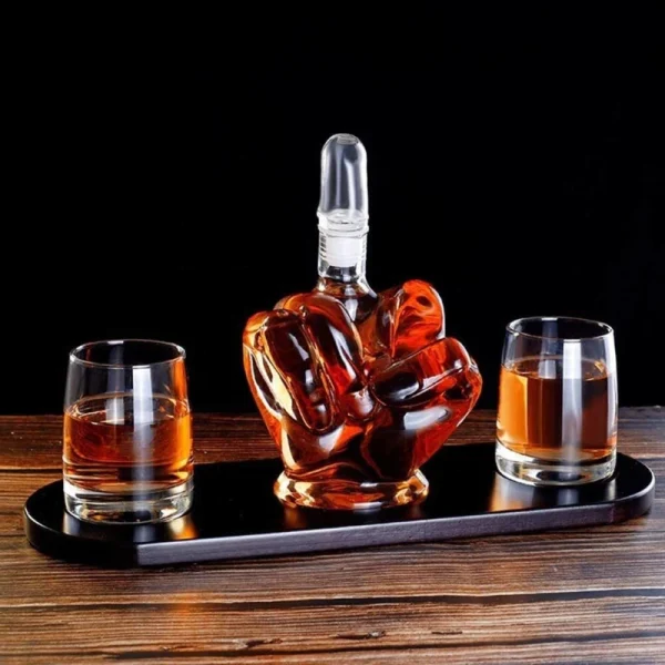The Wine Savant Middle Finger Decanter Novelty Whiskey & Wine Decanter Set - Image 2