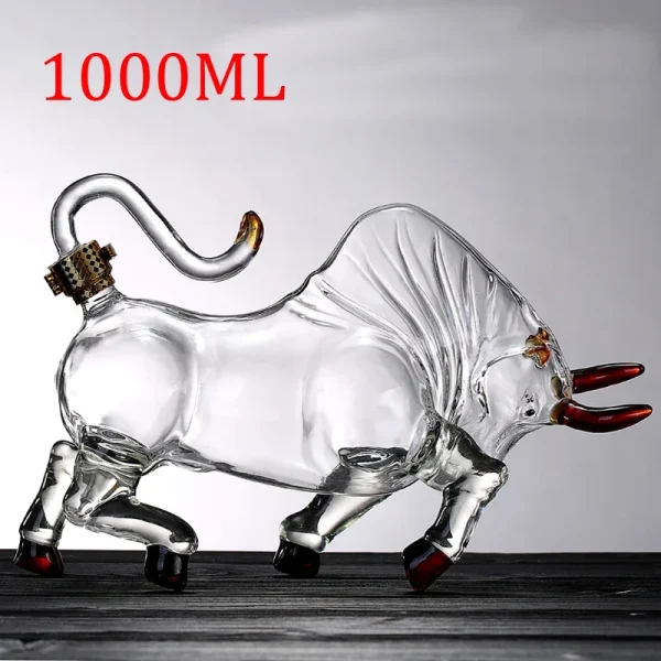 Creative Sealed Bourbon Home Glass Bottle Bull Shaped Clear Bar Decanter - Image 7