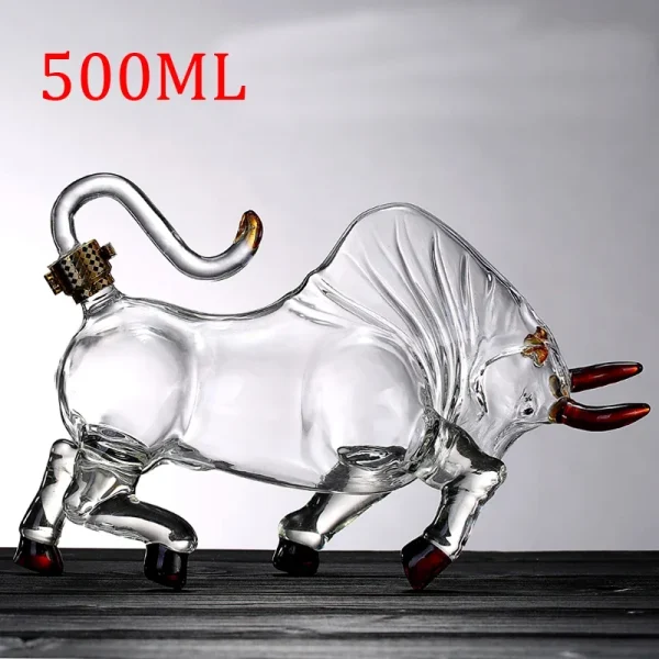 Creative Sealed Bourbon Home Glass Bottle Bull Shaped Clear Bar Decanter - Image 10