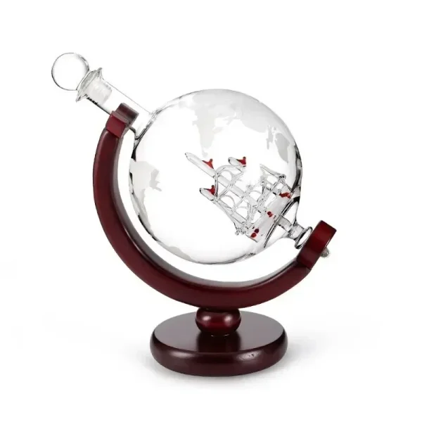 Creative Globe Decanter Set with Lead-free Carafe Exquisite Wood-stand and 2 Whisky Glasses Whiskey Decanter Globe Grade Gift - Image 7