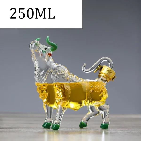 Creative Sealed Bourbon Home Glass Bottle Bull Shaped Clear Bar Decanter - Image 8