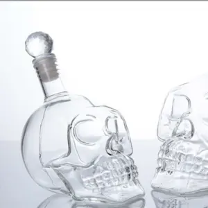 Liquor With Skull Bottle Vodka Skull Shaped Head Whiskey Decanter Whisky Shot Glass Bar Drinks Transparent Wine Cup Shot Crystal